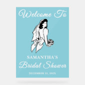 ブルースクリプトクリスマスブライダルシャワーへようこそ アクリルサイン (正面)