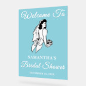 ブルースクリプトクリスマスブライダルシャワーへようこそ アクリルサイン (傾斜)