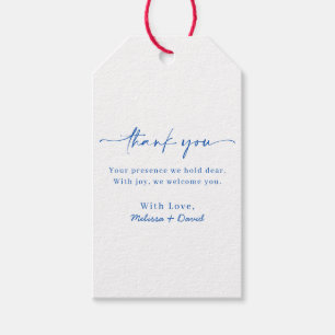 ブルースクリプトシンプルエレガントな結婚式ありがとう ギフトタグ