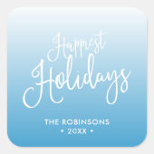 ブルースクリプトハッピーストホリデーズホリデー スクエアシール (正面)