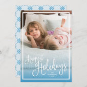 ブルースクリプトハッピーホリデイズホリディフォト シーズンカード (正面/裏面)