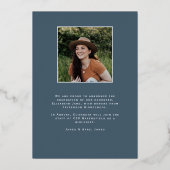 ブルースクリプトフォイル卒業写真のお知らせ 箔招待状 (裏面)