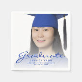 ブルースクリプトフォト卒業パーティー スタンダードカクテルナプキン (正面)