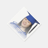 ブルースクリプトフォト卒業パーティー スタンダードカクテルナプキン (角)