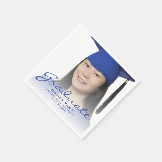 ブルースクリプトフォト卒業パーティー スタンダードカクテルナプキン (角)