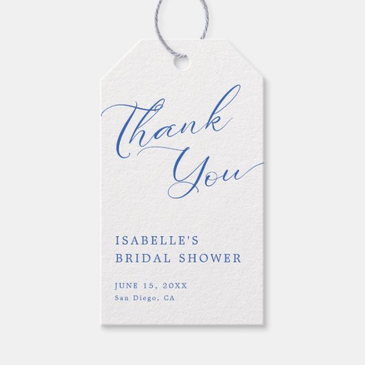 ブルースクリプトブライダルシャワーありがとう ギフトタグ (正面)