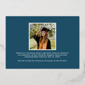 ブルースクリプトモダン大学院写真卒業 箔招待状 (裏面)