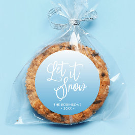 ブルースクリプトレットスノーウィンターホリデー ラウンドシール