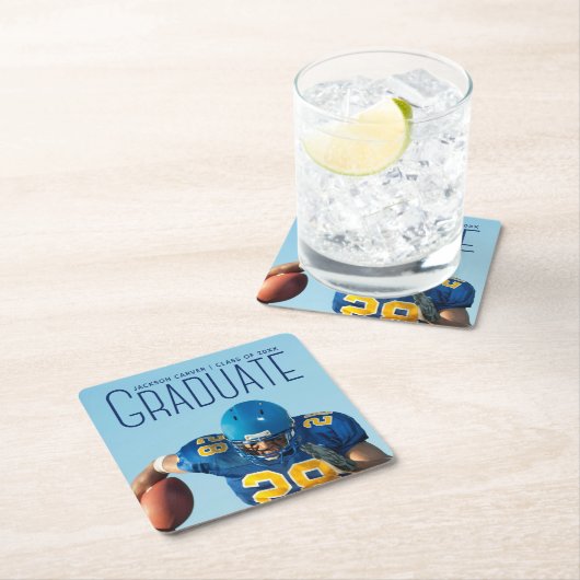 ブルースクリプト大学院フォトカスタムー卒業パーティー スクエアペーパーコースター (インサイチュ)