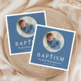 ブルースクリプト宗教十字洗礼写真 スタンダードカクテルナプキン