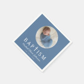 ブルースクリプト宗教十字洗礼写真 スタンダードカクテルナプキン (角)
