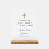 ブルースクリプト宗教少年ファースト・コミュニオンウェルカム アクリルサイン (正面)