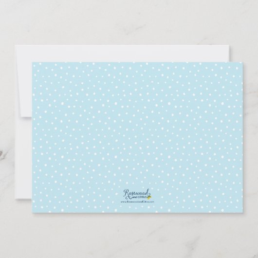 ブルースクリプト&パステルブルー男の子のベビーシャワー 招待状 (裏面)