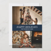 ブルースクリプモダントハッピーホリデーズクリスマスフォト シーズンカード (正面)