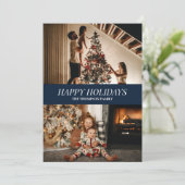 ブルースクリプモダントハッピーホリデーズクリスマスフォト シーズンカード (スタンド正面)