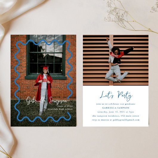 ブルースクールカラーズ卒業パーティー招待状 招待状