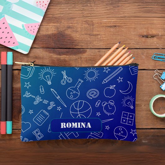 ブルースクール要素鉛筆ケース/バッグ アクセサリーポーチ