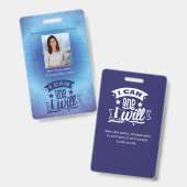 ブルースク活気づけるールスタッフの先生ID写真 バッジ (正面&裏面)