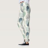 ブルースグレーソフトグリーン円シームレスパターン レギンス (左)