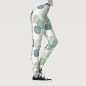 ブルースグレーソフトグリーン円シームレスパターン レギンス (右)