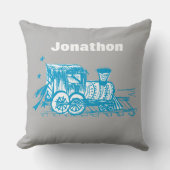 ブルースケッチチョオトレインボーイズルーム子供部屋 クッション (正面)