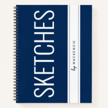 ブルースケッチブックラージプリントタイトル名前をカスタムする