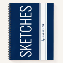 ブルースケッチブックラージプリントタイトル名前をカスタムする ノートブック