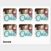 ブルースケッチ ワンボーイ フォト 1歳 バースデー パーティーファバー スクエアシール (シート)