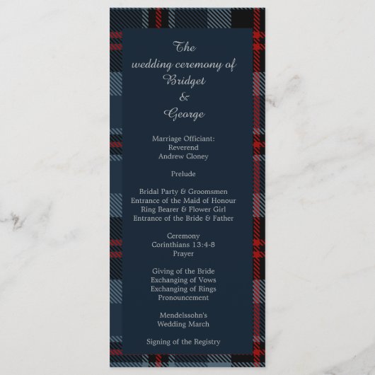 ブルースコットランドカントリーウェディングプログラム&メニュー プログラム (裏面)