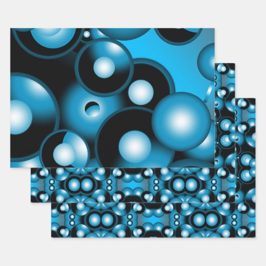 ブルースコンセントリックサークルオービタル抽象芸術 ラッピングペーパーシート (セット)