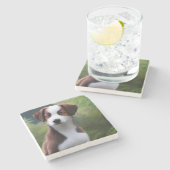 ブルースザ縁どコリーパピー、ストーンコースター ストーンコースター (横)