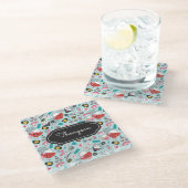 ブルースシかわいいキッチン ガラスコースター (アングル)