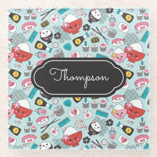 ブルースシかわいいキッチン ガラスコースター (正面)