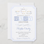 ブルーススペインのの少年のための赤ちゃんシャワーのお茶招待状 招待状 (正面)