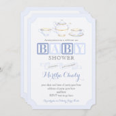 ブルーススペインのの少年のための赤ちゃんシャワーのお茶招待状 招待状 (正面/裏面)