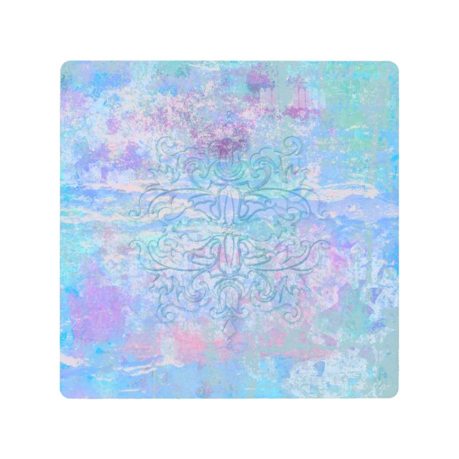 ブルースソフトの色合いII抽象芸術モチーフの質感 メタルプリント (正面)