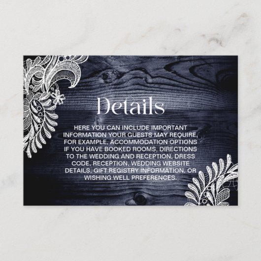 ブルースタイリッシュウッドレース結婚詳細 エンクロージャーカード (正面)