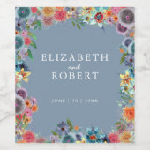 ブルースタイリッシュガーデン素朴ボホシック野草 ワインラベル (シングルラベル)