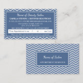 ブルースタイリッシュシェブロンサロンアポイントメントアラーム 予約カード (正面/裏面)