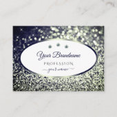 ブルースタイリッシュシルバースパークルグリッターホワイトダイヤモンド 名刺 (正面)
