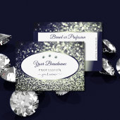 ブルースタイリッシュシルバースパークルグリッターホワイトダイヤモンド 名刺