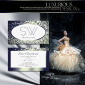 ブルースタイリッシュシルバースパークルグリッターホワイトモノグラム 名刺