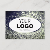 ブルースタイリッシュシルバースパークルグリッターホワイト追加ロゴ 名刺 (正面)