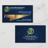 ブルースタイリッシュシーウォーター金ゴールドヨットマリーン航海のホテル 名刺 (正面/裏面)