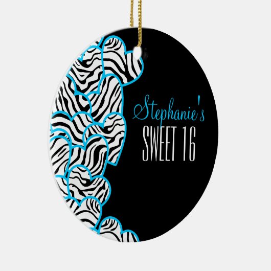 ブルースタイリッシュスウィート16ゼブラハートデザイン名 セラミックオーナメント (右)