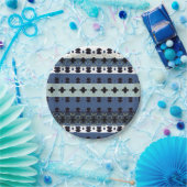 ブルースタイリッシュストライプ ペーパープレート (パーティー)