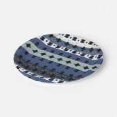 ブルースタイリッシュストライプ ペーパープレート (アングル)