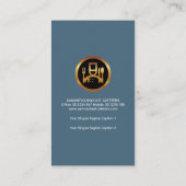 ブルースタイリッシュタキシードスーツウェイター金ゴールドカトラリー 名刺 (裏面)