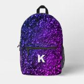 ブルースタイリッシュピンクネオン宇宙ミルキーウェイイニシャル プリントバックパック (正面)