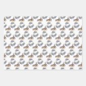 ブルースタイリッシュフローラうさぎ水の色かわいいバニー ラッピングペーパーシート (正面2)